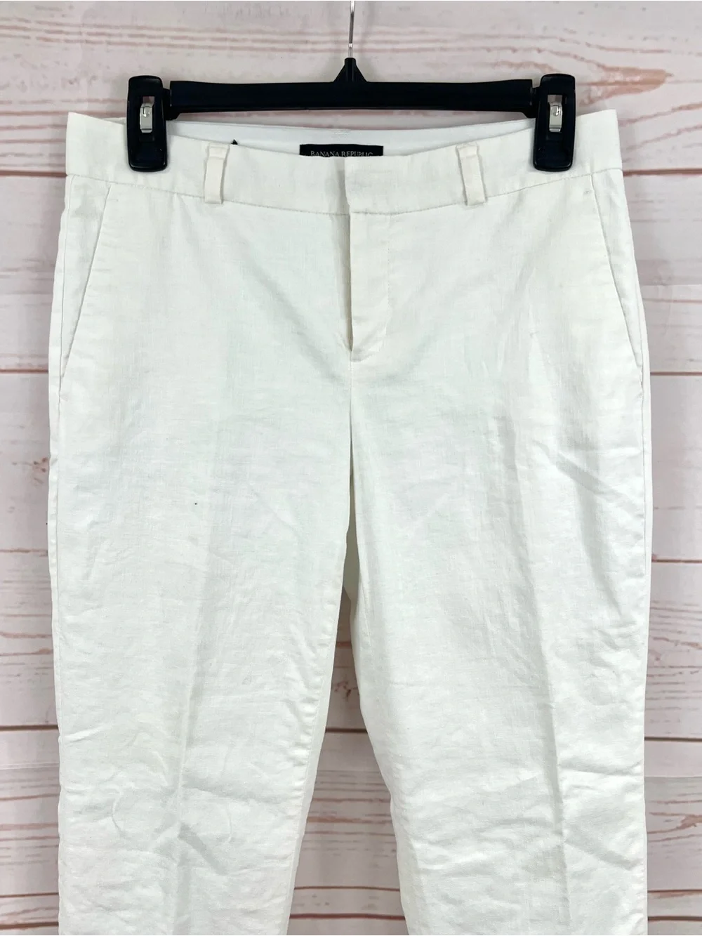 Banana Republic Avery White Linen Blend Trouser Pants
